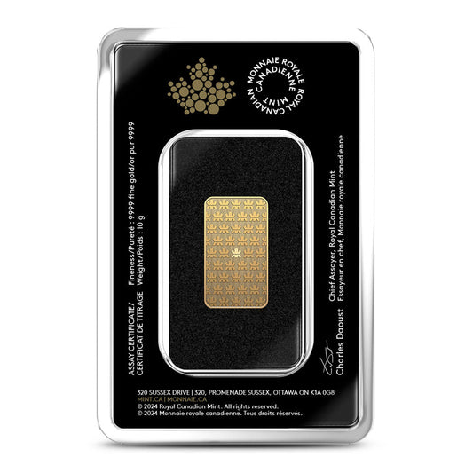 10 Gram (RCM) Royal Canadian Mint Gold Bar (New w/ Assay)